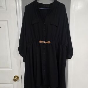 Elegant Black Long Sleeve Dress with Belt